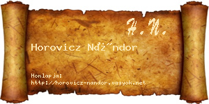 Horovicz Nándor névjegykártya